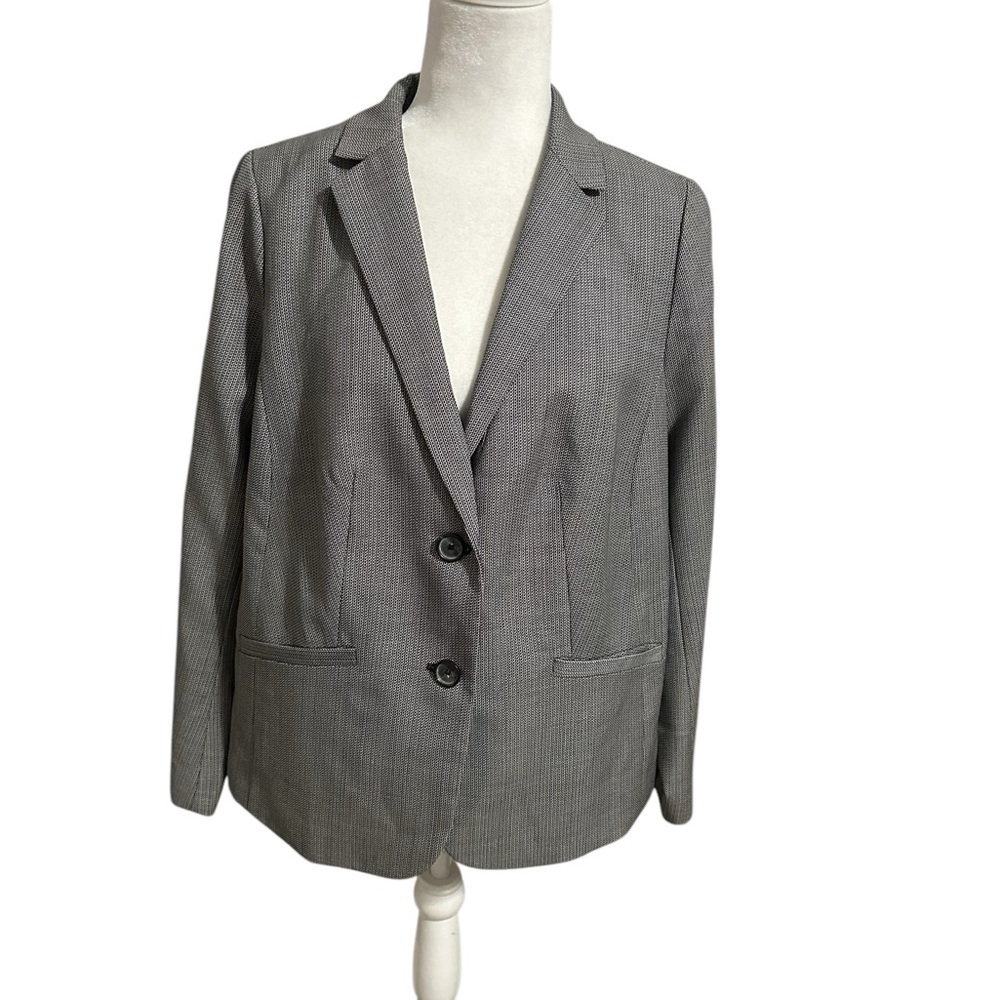 Talbots Wool Blend Two Button Closure Gray Black … - image 2